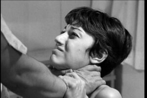 women's self-defense pic of a female being strangled to illustrate krav maga techniques